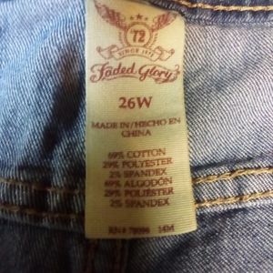 Faded Glory size 26W blue denim jeans